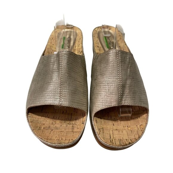 Bantrap Womens Metallic Open-Toe Slide Sandals With Memory Foam Sole - Picture 1 of 8